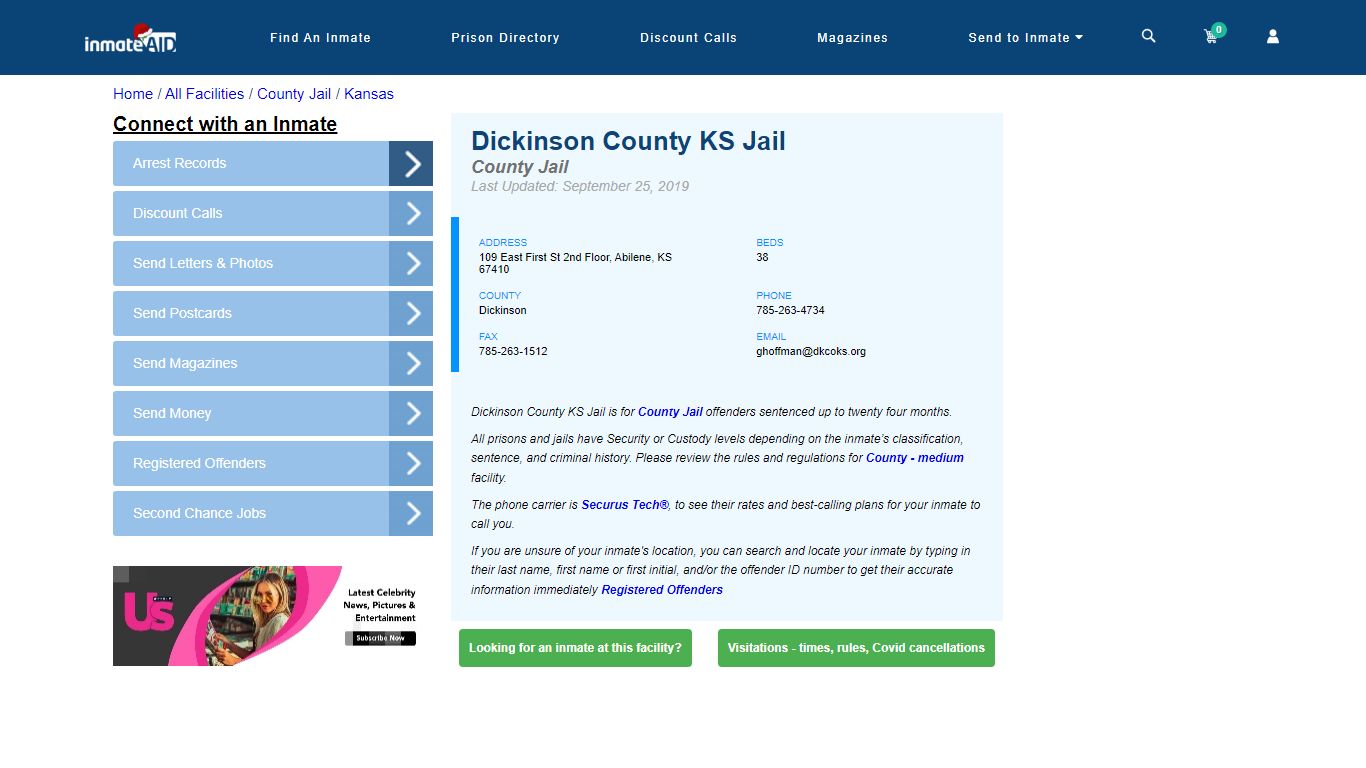 Dickinson County KS Jail - Inmate Locator - Abilene, KS